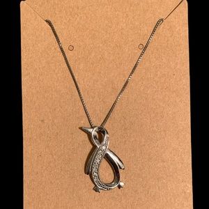 Dimond chip infinity penguin necklace